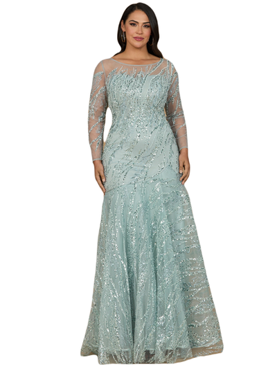 LARA New York LARA New York Long Sleeve Mermaid Beaded Gown