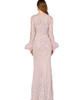 LARA New York LARA New York Long Sleeve Sheath Gown with Feathers - 2