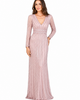 LARA New York LARA New York Long Sleeve V-Neck Beaded Gown - 1