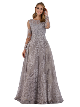 LARA New York LARA New York Long Sleeves Ballgown Fully Embellished