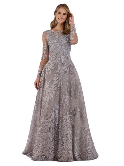 LARA New York LARA New York Long Sleeves Ballgown Fully Embellished