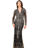 LARA New York LARA New York Mandarin V-Neck Gown with Long Sleeves - 1