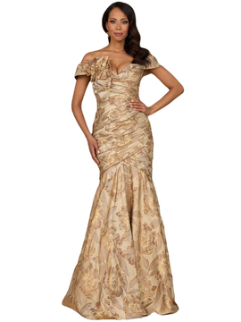 LARA New York LARA New York Off Shoulder Brocade Mermaid Gown