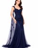 LARA New York LARA New York Off Shoulder Mermaid Beaded Gown with Feathers - 1