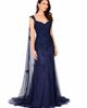 LARA New York LARA New York Off Shoulder Mermaid Beaded Gown with Feathers - 3