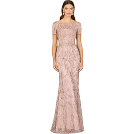 LARA New York LARA New York Off Shoulder Mermaid Gown with Short Sleeves