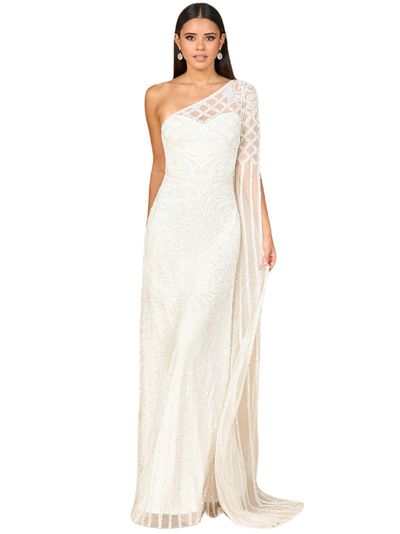 LARA New York LARA New York One Sleeve Beaded Gown
