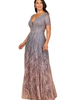 LARA New York LARA New York Short Sleeve V-Neck Beaded Ballgown - 3
