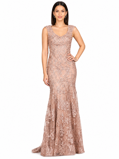 LARA New York LARA New York Sleeveless Mermaid Lace Embroidered Gown