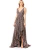 LARA New York LARA New York V-Neck Long Print Gown Hi-Low Wrap - 1