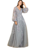 LARA New York LARA New York V Neckline Balloon Sleeve Gown - 1