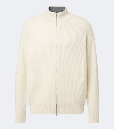 Lardini Lardini Ribbed-knit wool and cashmere zip-up cardigan
