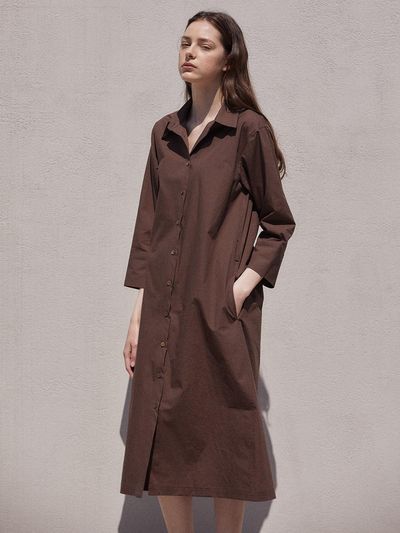 LARGO Belted Shirt Dress_Brown