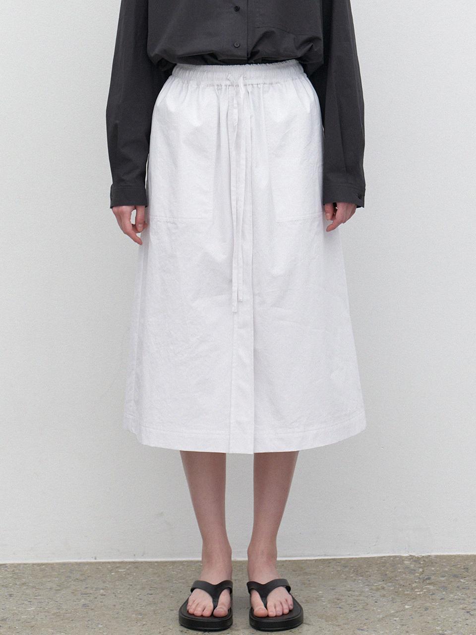 LARGO Cotton Pocket Banding Skirt [WHITE]