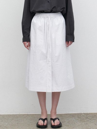 LARGO Cotton Pocket Banding Skirt [WHITE]