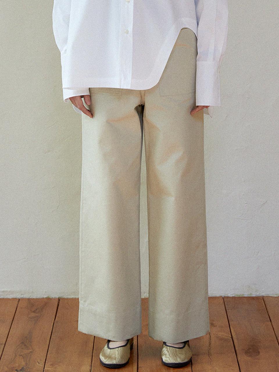 LARGO Cotton Wide Leg Belted Pants [Light Khaki]