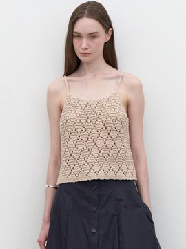 LARGO Crochet Bustier Knitted Top [Beige]
