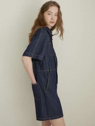 LARGO Denim Short Overall_Dark Blue