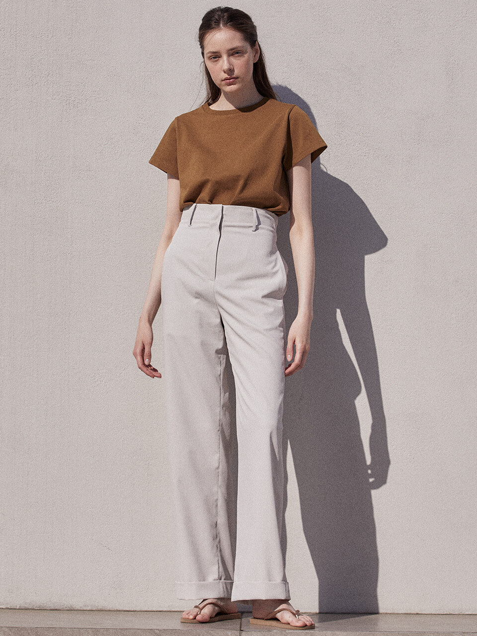 LARGO High Waist Pants (Cream Beige)