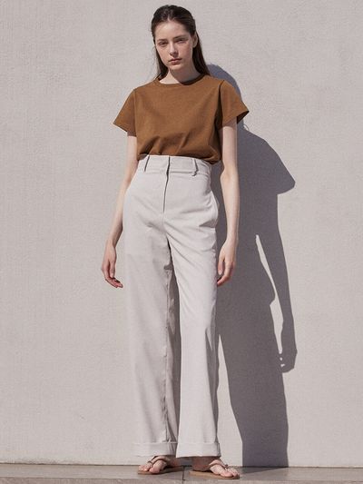LARGO High Waist Pants (Cream Beige)