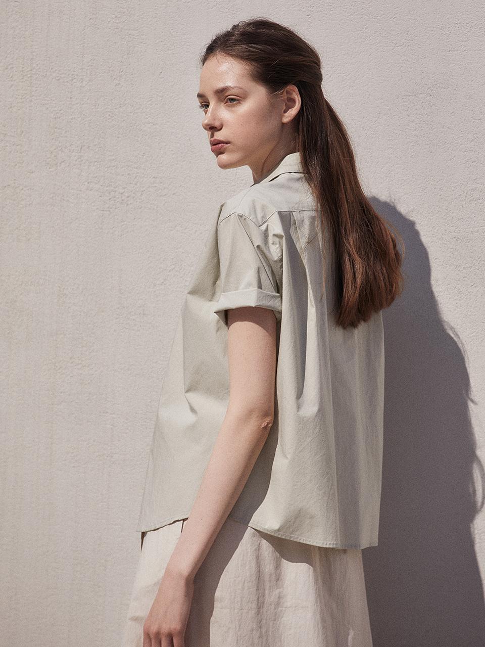 LARGO Loose Fit Short Sleeve Shirt_Khaki