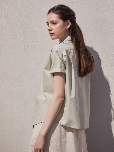 LARGO Loose Fit Short Sleeve Shirt_Khaki