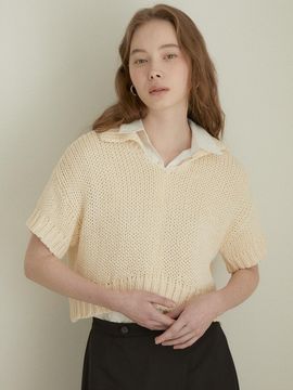 LARGO Polo Collar Sweater_Natural