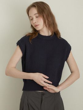 LARGO Sleeveless Knit Vest_Dark Navy