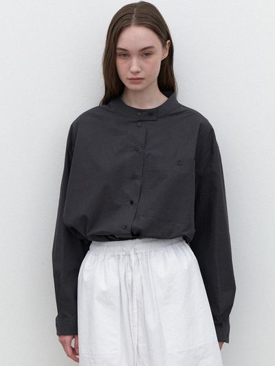 LARGO Standing Collar Loose Fit Shirt [Charcoal]