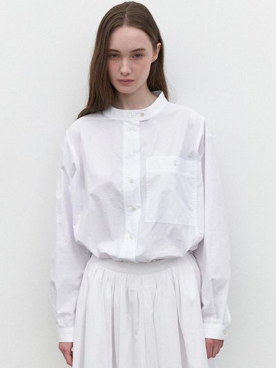 LARGO Standing Collar Loose Fit Shirt [WHITE]