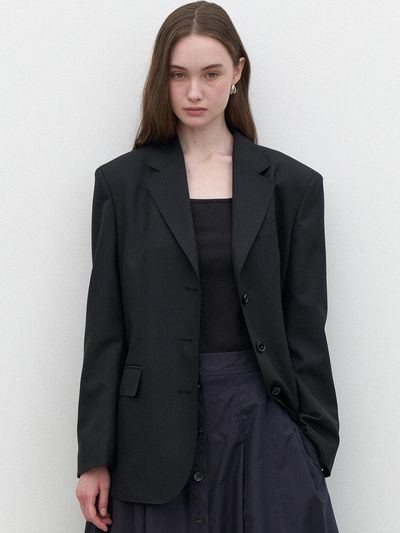LARGO Summer Wool-blend Blazer (black)