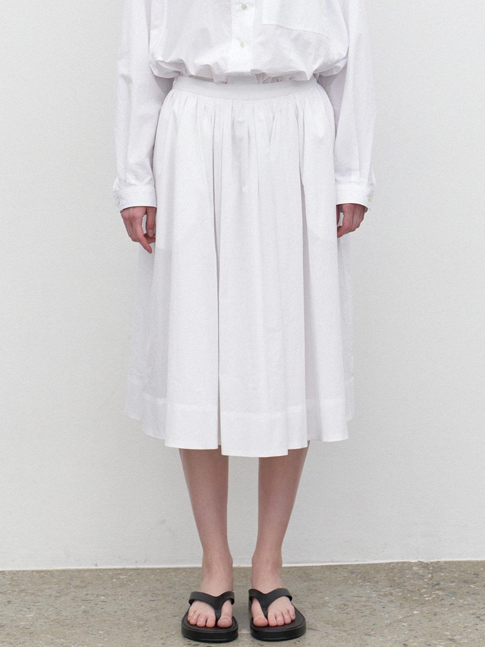 LARGO Tissue Cotton Pleated Skirt [WHITE]