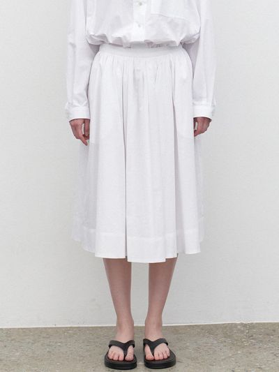 LARGO Tissue Cotton Pleated Skirt [WHITE]