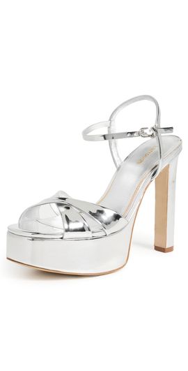 Larroudé Larroudé Bianca High Platform Sandals Silver Specchio