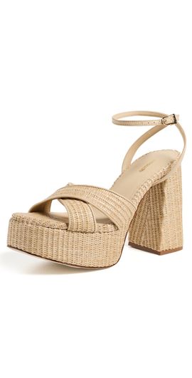 Larroudé Larroudé Dolly X Platform Sandals Natural Raffia