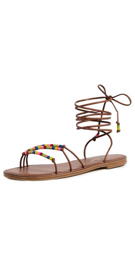 Larroudé Larroudé Larroudé x Ciao Lucia Susana Flat Sandals Calf Skin Caramel
