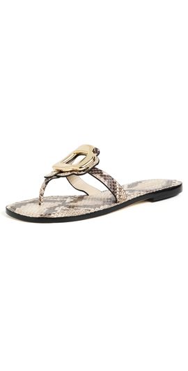 Larroudé Larroudé Margherita Thong Sandals Neutral Snake
