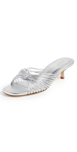 Larroudé Larroudé Valerie Mule Sandals Silver Metallic Leather