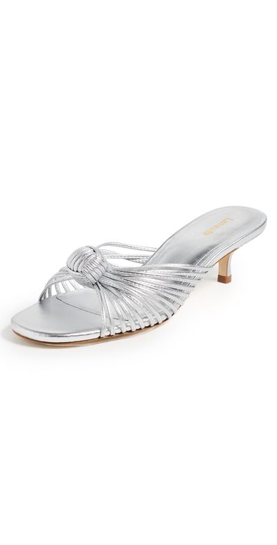 Larroudé Larroudé Valerie Mule Sandals Silver Metallic Leather