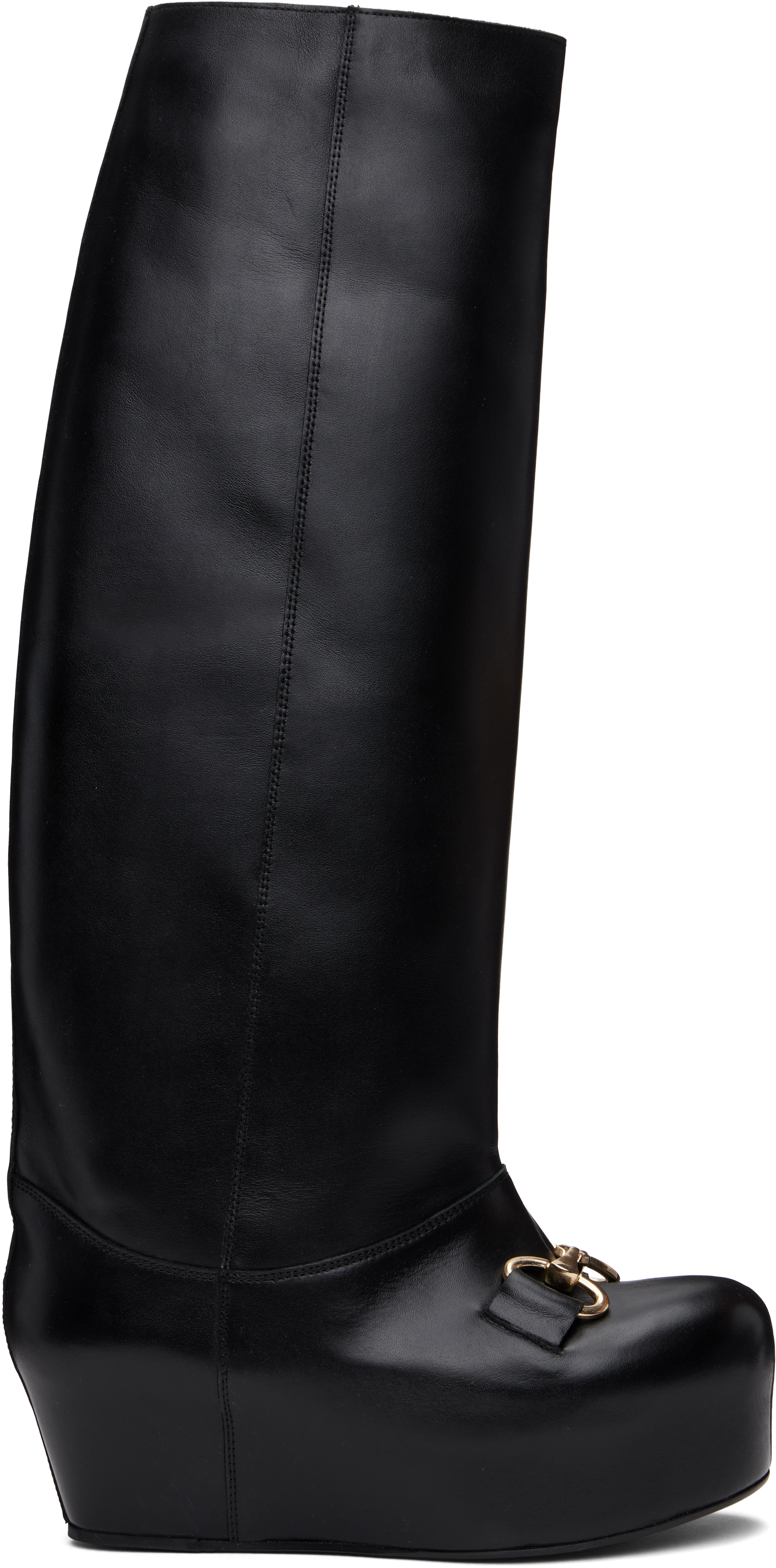 LAURA ANDRASCHKO Black Riding Buckle Tall Boots