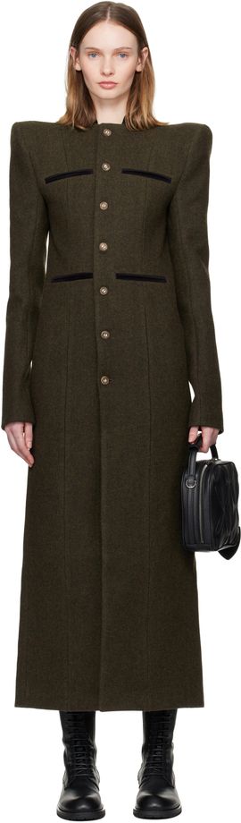 LAURA ANDRASCHKO LAURA ANDRASCHKO Khaki Pagoda Loden Maxi Coat