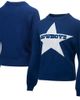 LAUREN JAMES Women's Lauren James Navy Dallas Cowboys Wordmark Star Raglan Pullover Sweater  - 1