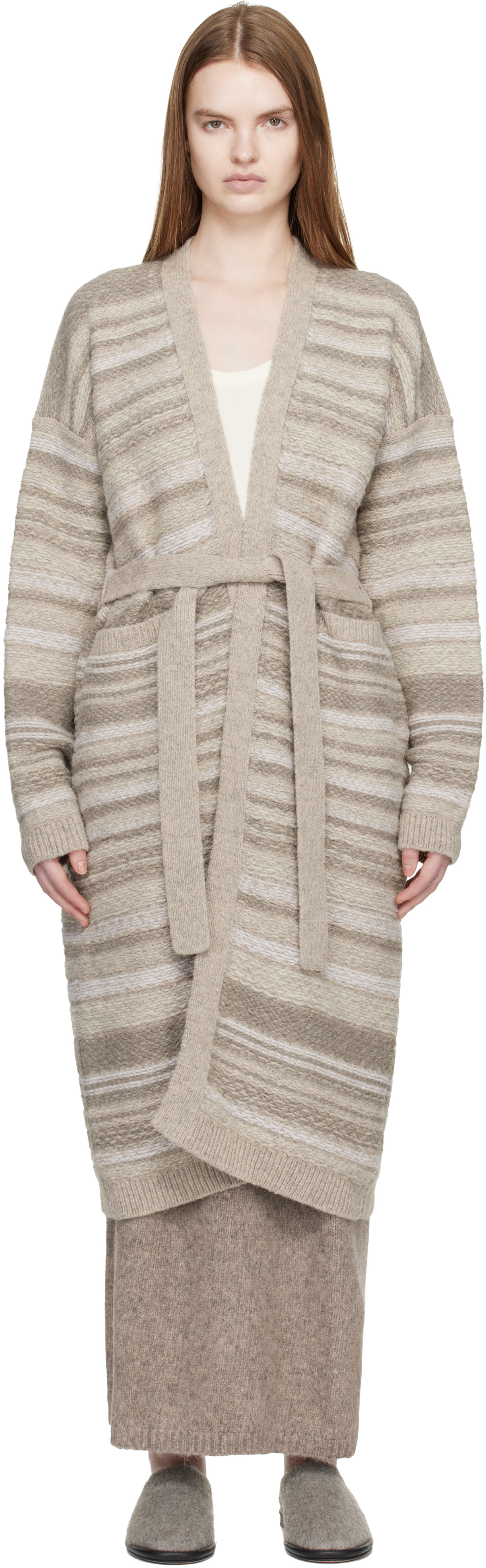 Lauren Manoogian - SSENSE Exclusive Gray Jacquard Long Cardigan