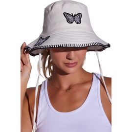 Lauren Moshi Lauren Moshi Aria Black & White Butterfly Bucket Hat 