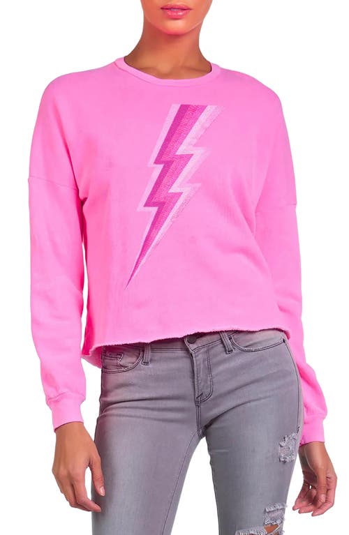 Lauren Moshi Lauren Moshi Lee X Pink Lightning Bolt Crop Pullover