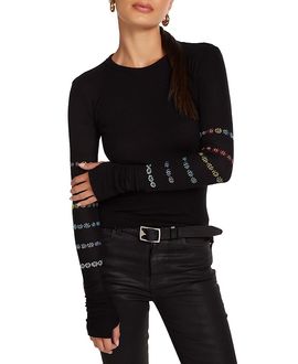 Lauren Moshi Lauren Moshi Mckinley Crystal Evil Eye Stripe Top