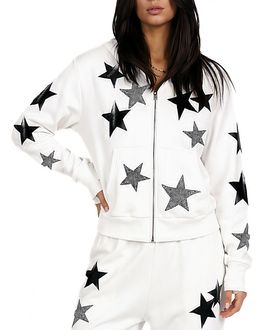 Lauren Moshi Lauren Moshi Twyla X Black Crystal Multi Stars Hoodie