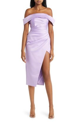 white christmas dresses JESSICA Off Shoulder Pleated Obi Belted Midi Dress in Champagne main image 1