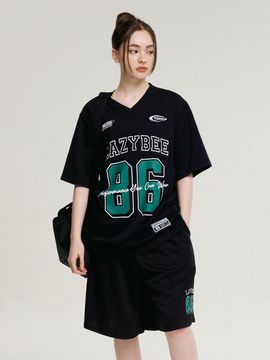 LAZYBEE Jersey Overfit W Short-Sleeve Top + Bermuda Shorts [Black]