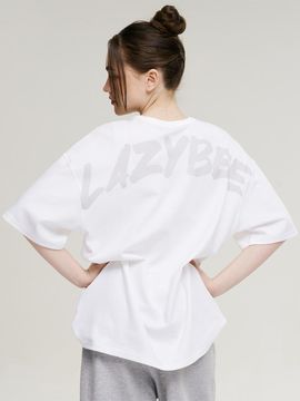 LAZYBEE Power Lifting Overfit Short Sleeve Tops [WHITE]